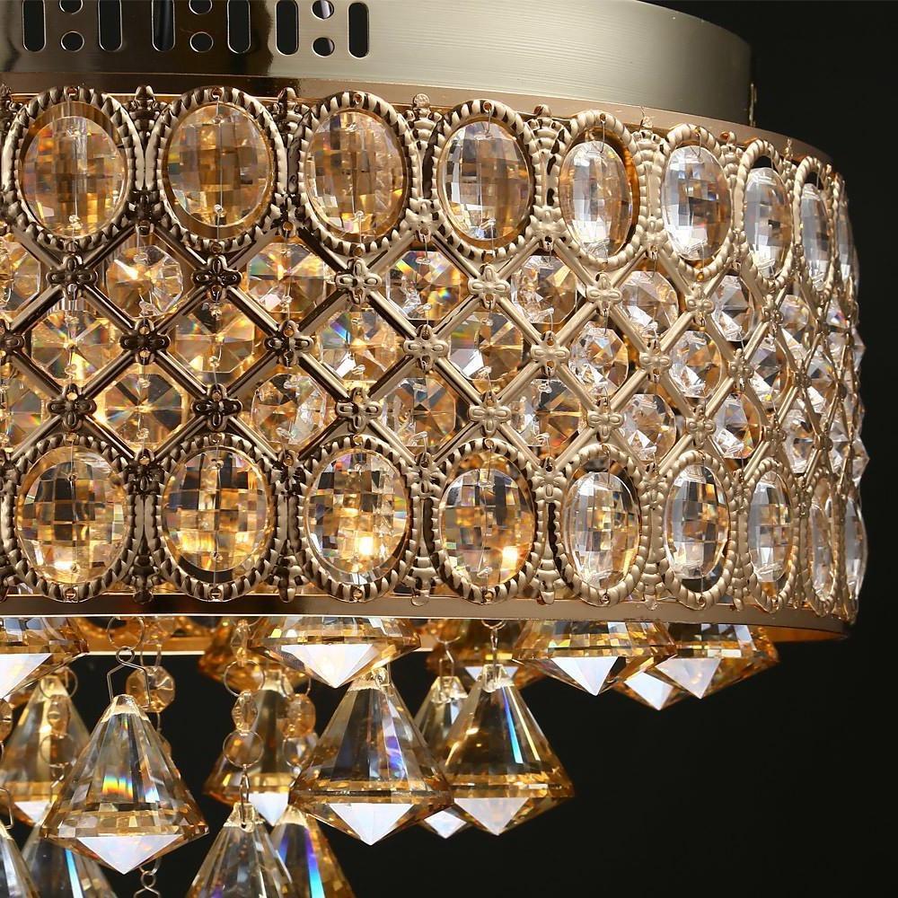 4 - Light Drum Shaped Crystal Metal Modern Flush Mount Lighting Chandelier