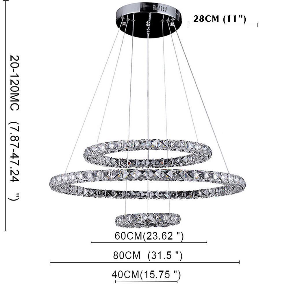 31'' LED 1-Light LED Eye Protection Crystal Adjustable Creative Chandelier LED Chic & Modern Metal Crystal Novelty Geometrical Circle Circle Design-dazuma