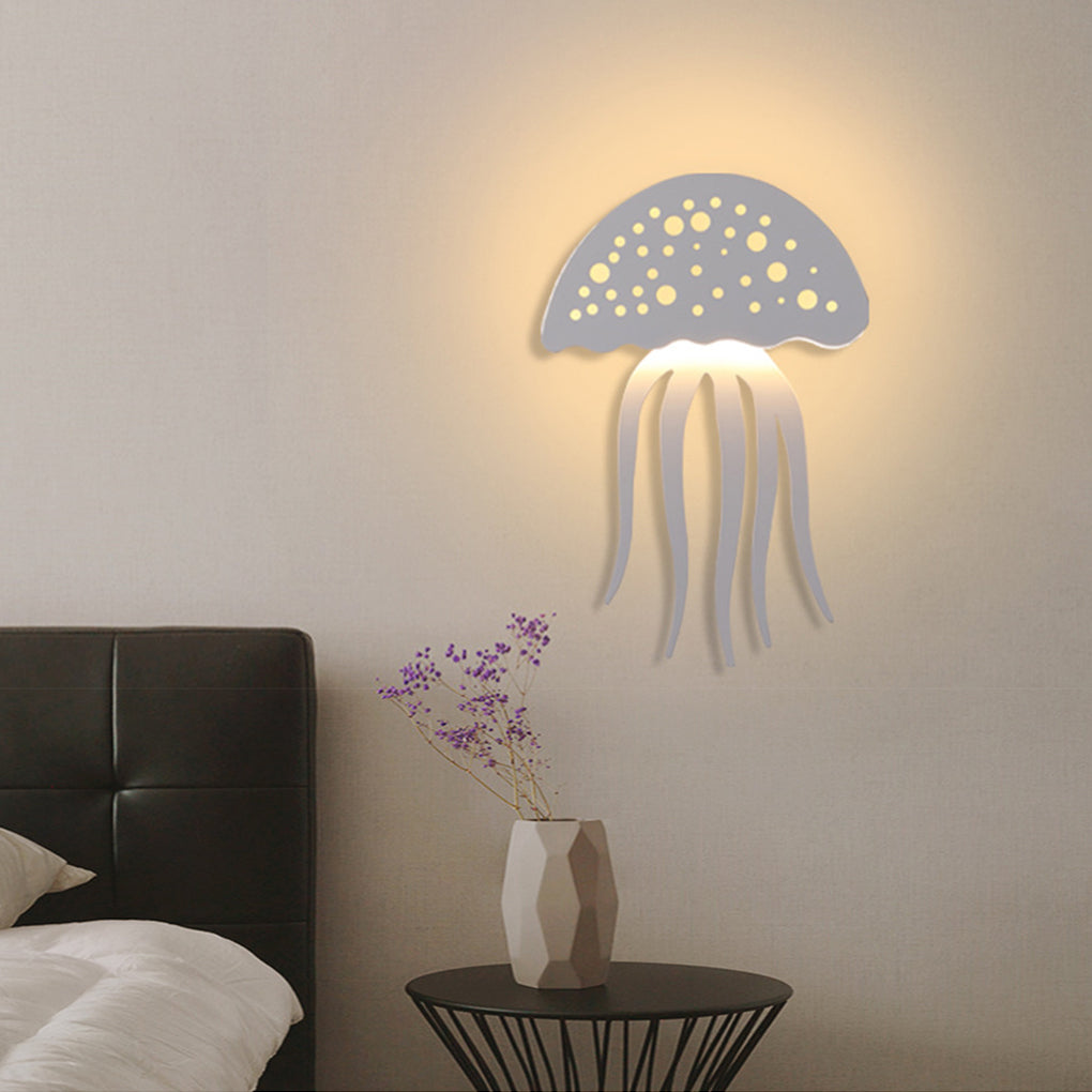 Jellyfish wall light used as decorative bedside wall lighting.