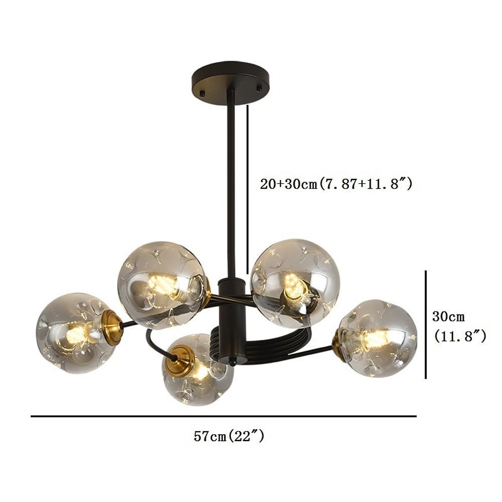 22'' LED Halogen 5-Light Sputnik Design Chandelier Nordic Style Modern Metal Glass Chandeliers-dazuma
