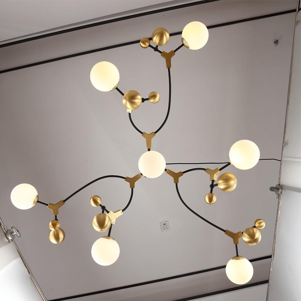 49'' LED 7-Light Tri-color WIFI Control New Design Chandelier Artistic Chic & Modern Metal Glass Globe Sputnik Candle-Style Design