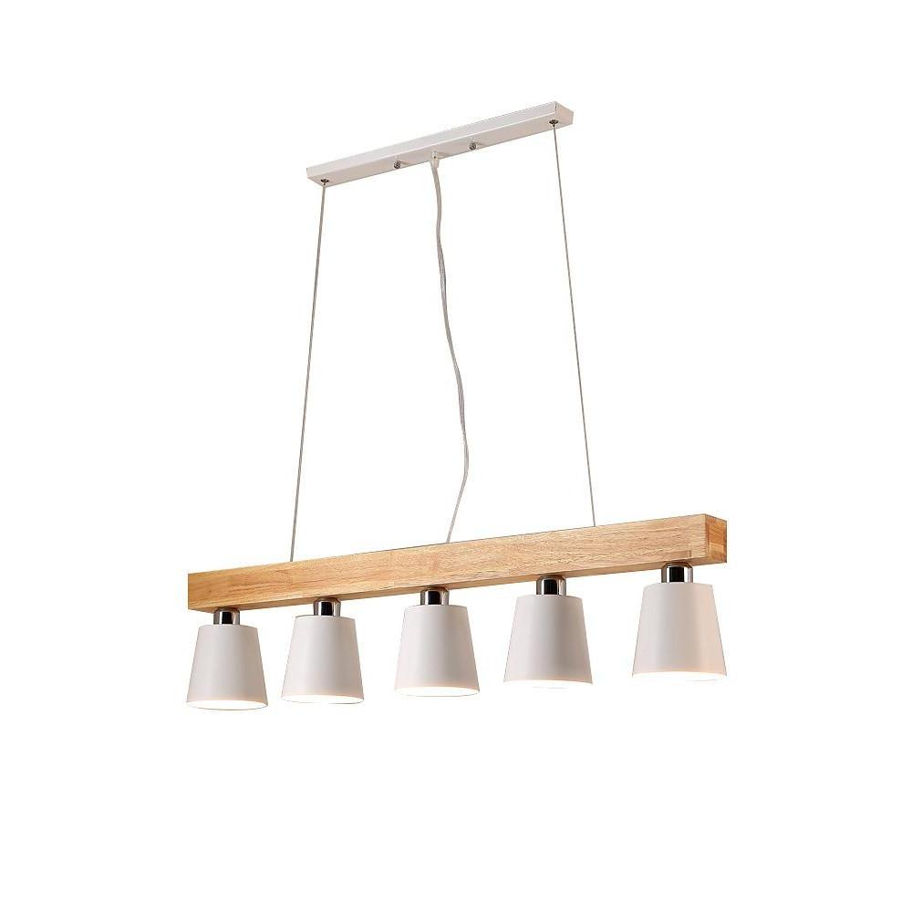 39'' Incandescent LED 5-Light Creative Chandelier Modern Nature Inspired Wood Bamboo Metal Island Linear Island Lights-dazuma