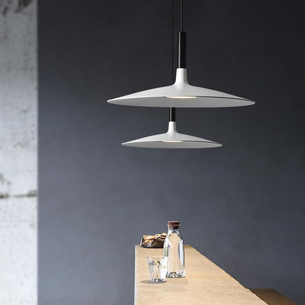 14'' LED 1-Light Single Design Pendant Light Nordic Style Country Metal PVC Island Lights-dazuma