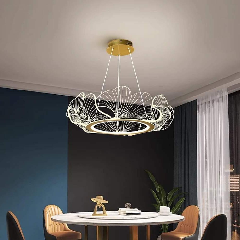 Sea - Inspired Elegant Wave Round Acrylic Chandelier with Gold Finish - 33inch Wide LED Ceiling Light