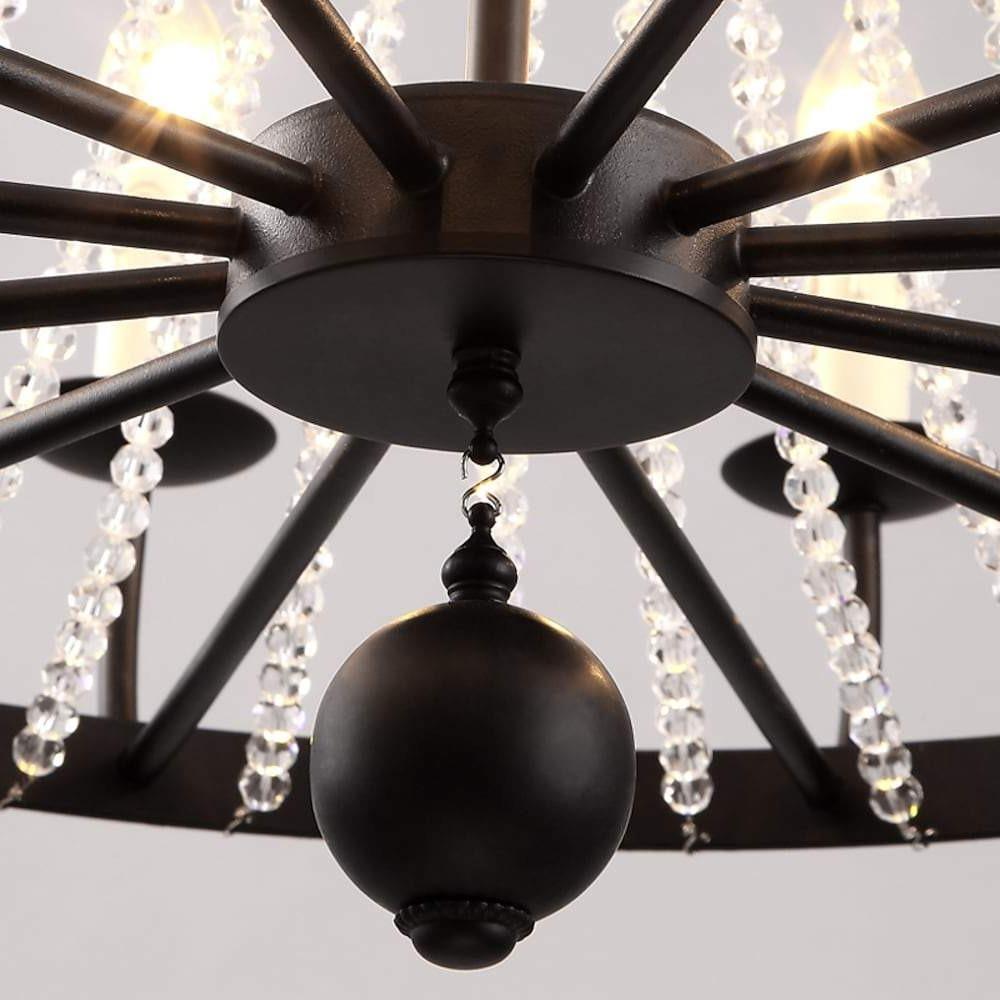 Empire Wagon Wheel Chandelier - 8/10/12 Candle Lights, 20'' Adjustable Chain, Crystal Accents