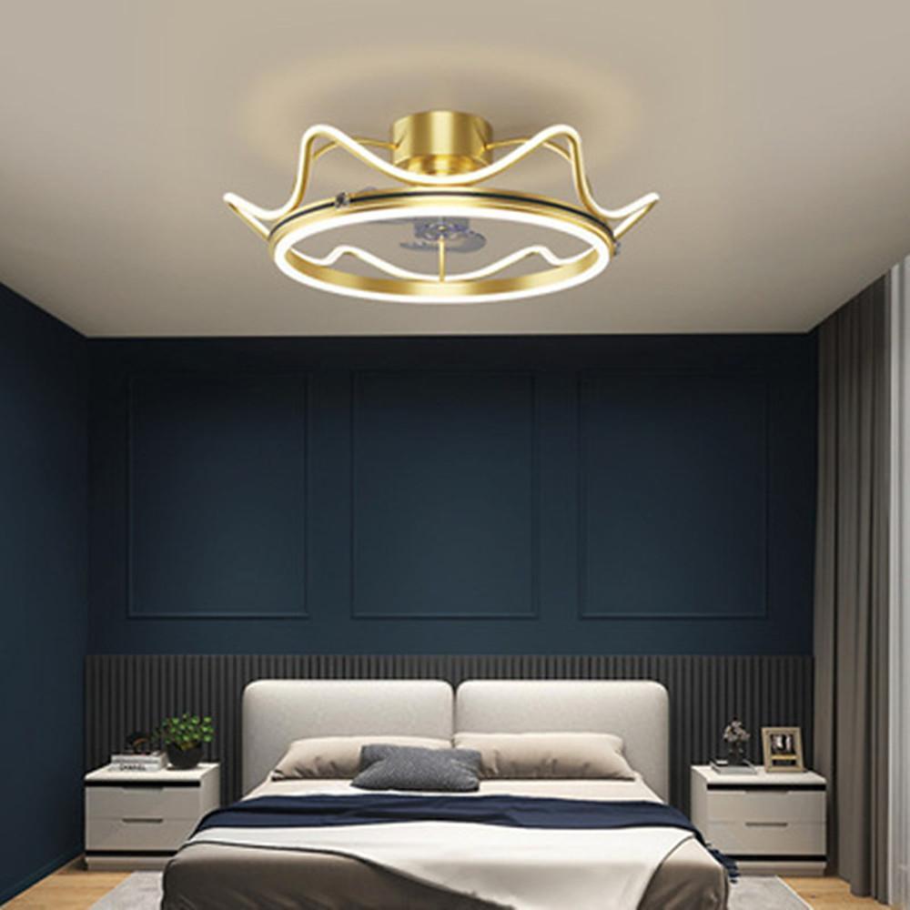 24'' LED 1-Light Circle Design Ceiling Fan Modern LED Metal Acrylic Crown Stylish Modern Style Ceiling Fan Lights-dazuma