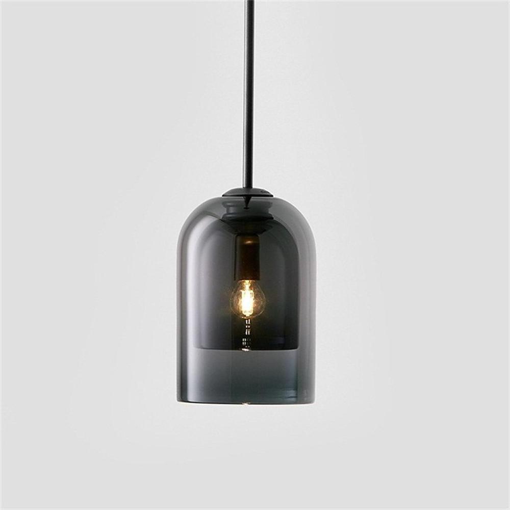 6'' LED 1-Light Pendant Light Nordic Style Glass Metal Cylinder Island Lights-dazuma