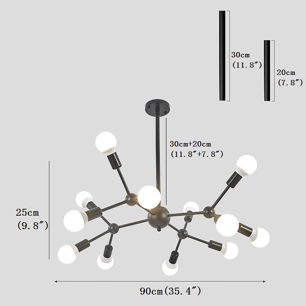 35'' LED Incandescent 12 Bulbs Cluster Design Sputnik Design Chandelier Nordic Style Modern Metal Chandeliers