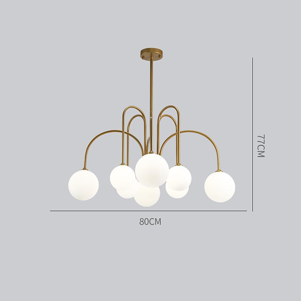 Sputnik Multi - light White Ball Glass Shade Pendant Lights Gold/Black Curved Linear Chandelier