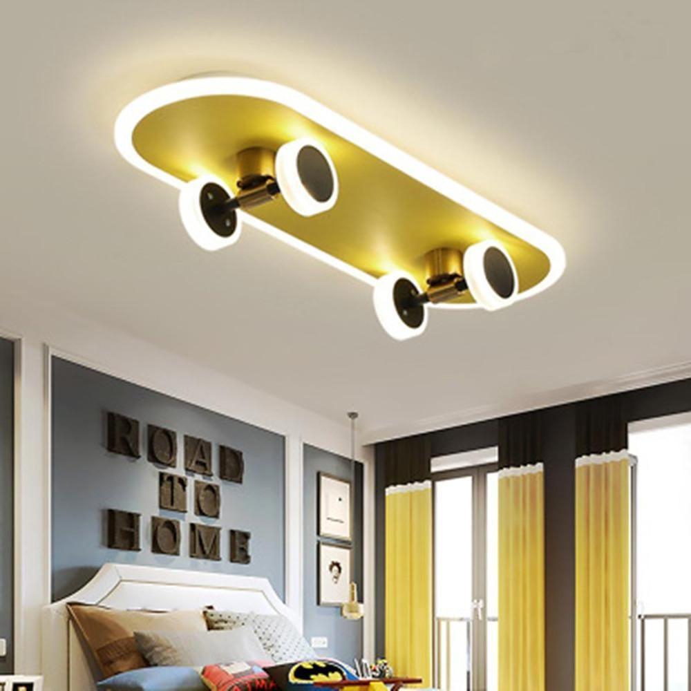 Cartoon Skateboard - shaped Dimmable LED Gold Modern Ceiling Lights