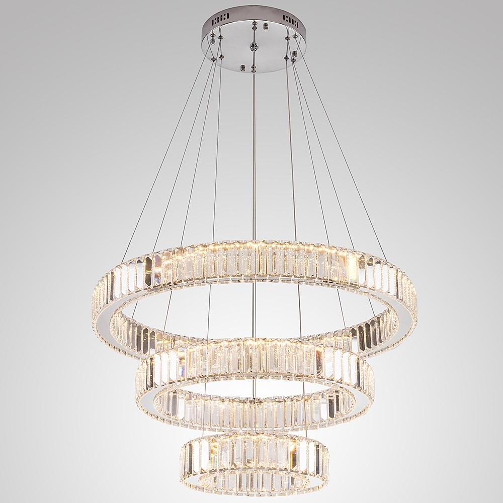 Chrome Crystal 3 - Tier Pendant Light Modern Chandelier