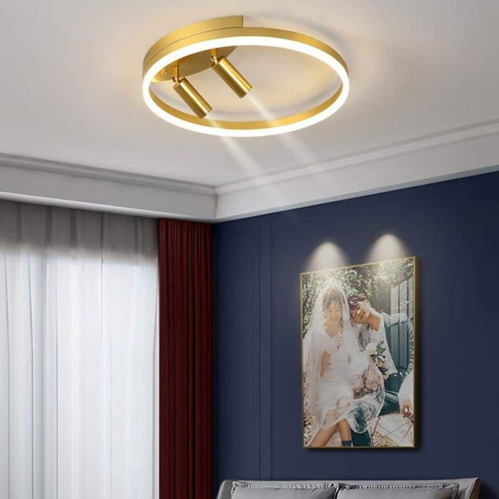 16'' LED 2-Light Circle Design Dimmable Flush Mount Lights Modern Nature Inspired Metal Silica gel Acrylic Dimmable Ceiling Lights-dazuma