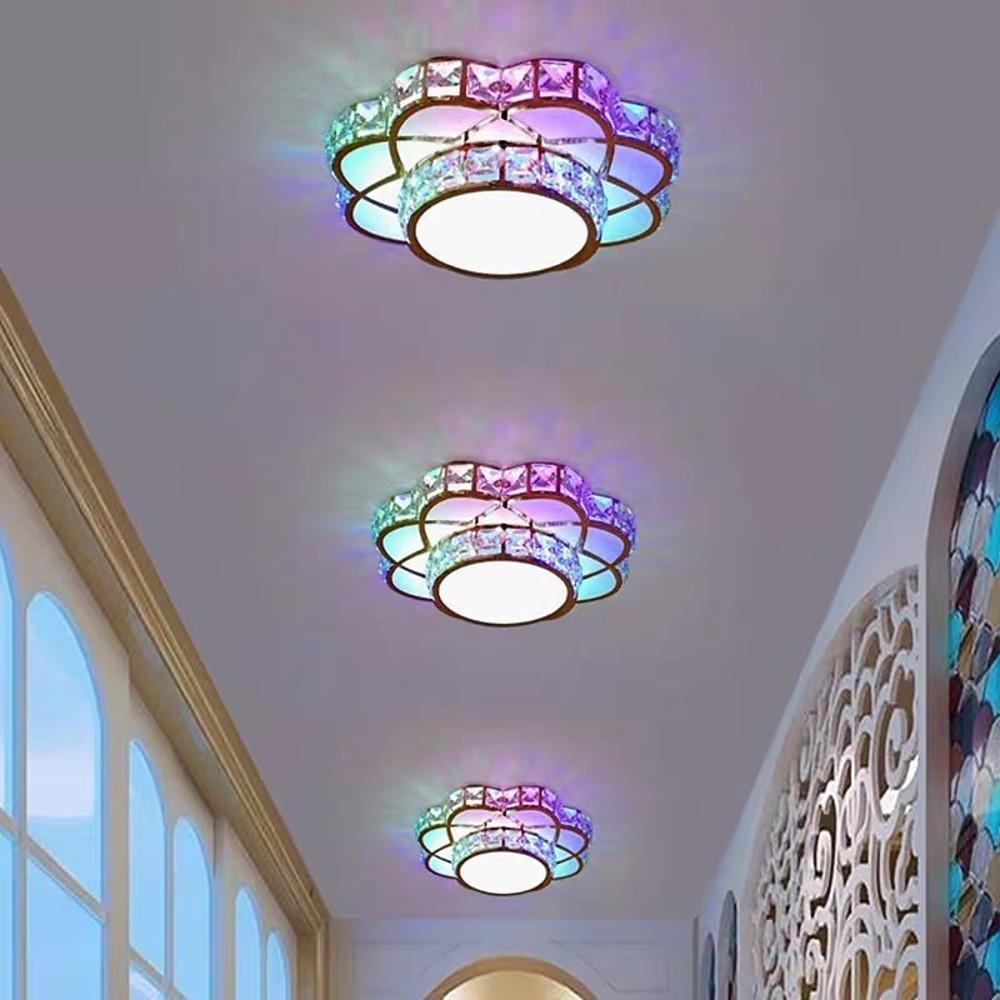 8'' LED 1-Light Lantern Desgin Flush Mount Lights Modern Metal Crystal Acrylic Lantern Design-dazuma