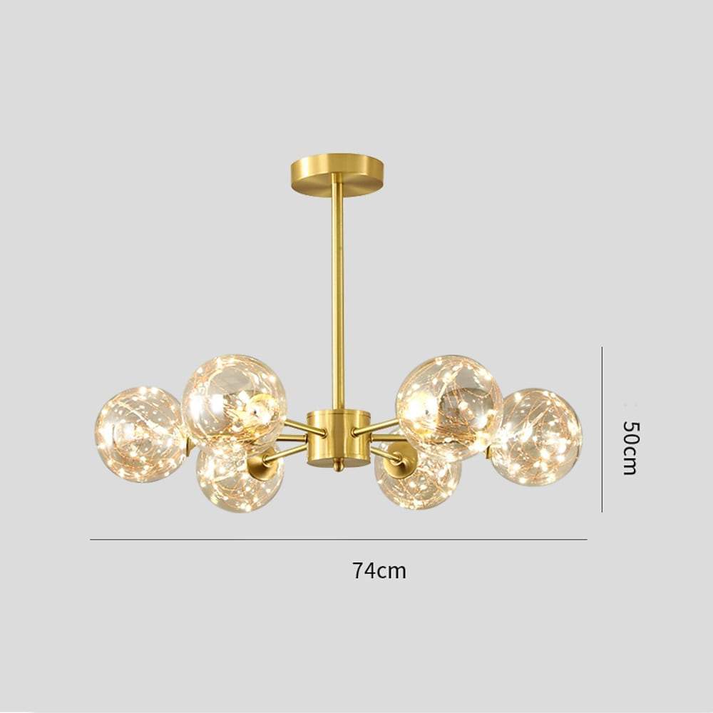 6 - light LED Glass Gold Modern Chandelier Kitchen Pendant Lighting