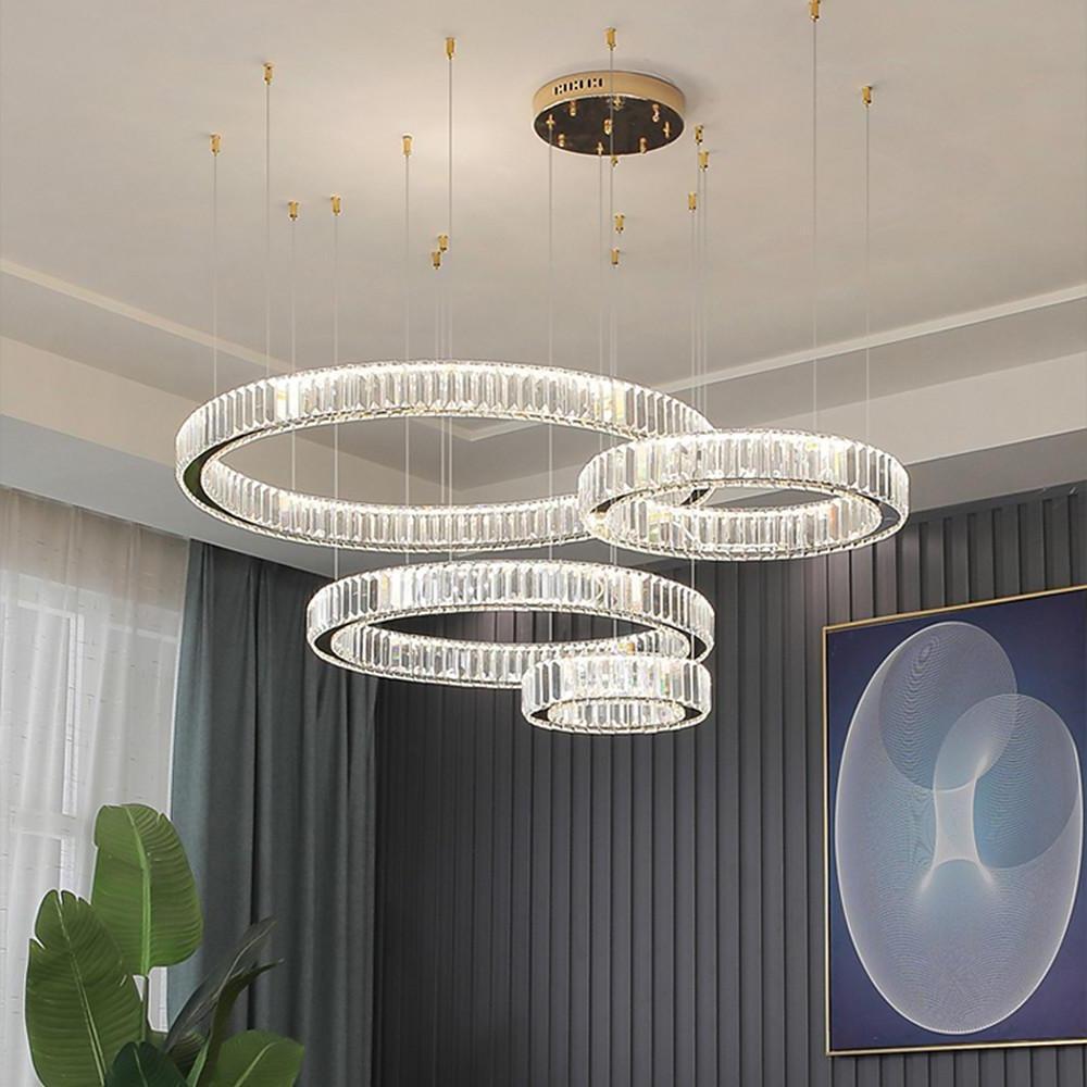 4 - Ring Gold Large Chandeliers for Foyer Modern Crystal Chandelier