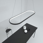 LED Oval Modern Black Pendant Light with Remote Control Artistic Pendant Light