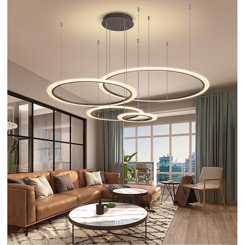 LED 4 - Rings Geometric Shapes Pendant Light Floating Ring Living Room Ceiling Lights