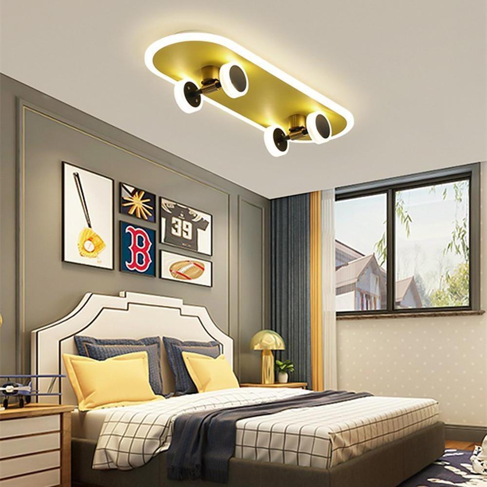 Cartoon Skateboard - shaped Dimmable LED Gold Modern Ceiling Lights