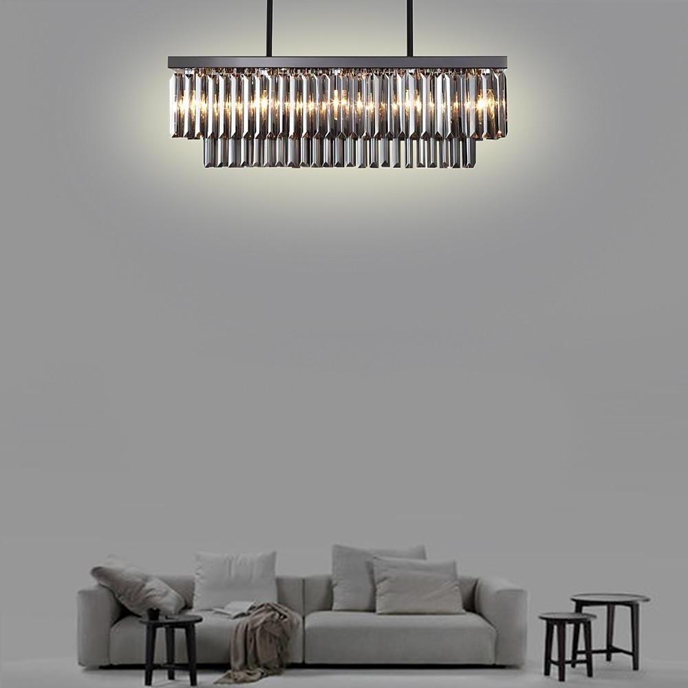 Rectangular Double - layer Crystal LED Industrial Chandeliers Pendant Light