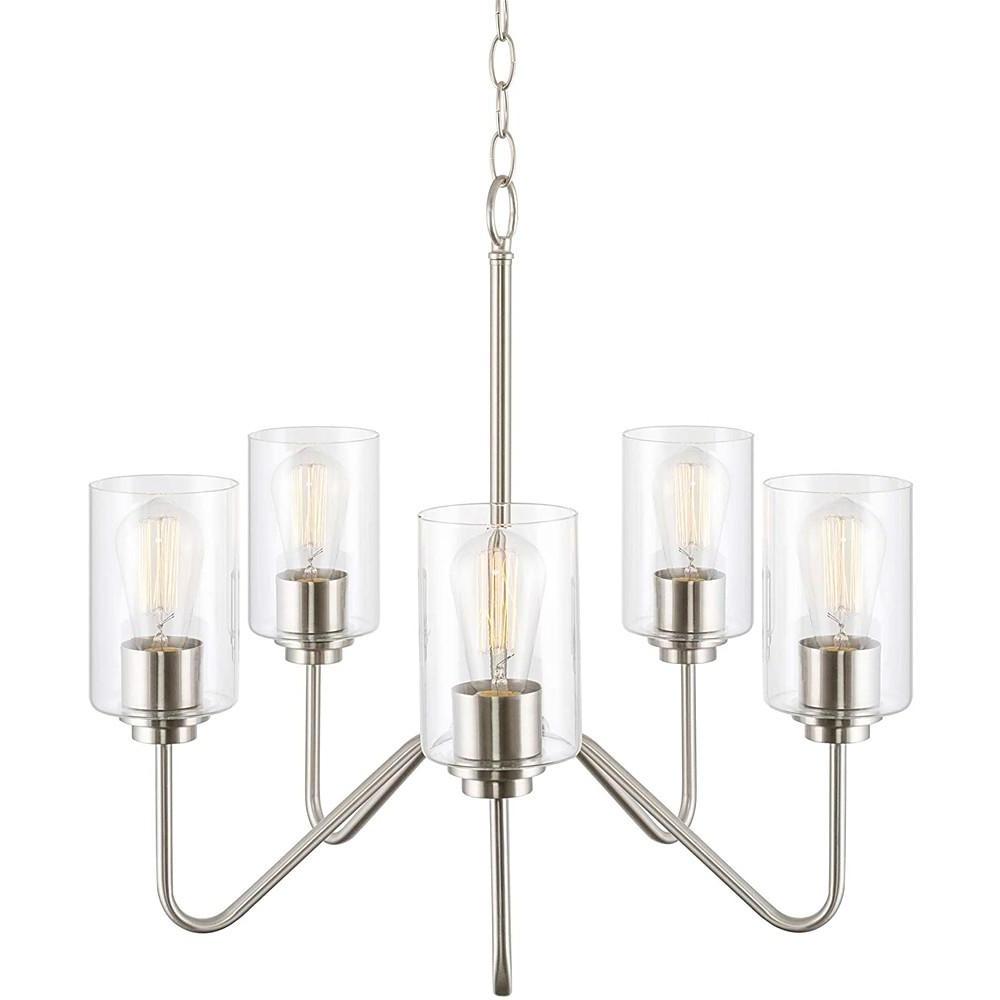 21'' Incandescent 5-Light Island Design Cluster Design Pendant Light Modern Artistic Metal Glass Lantern Design-dazuma