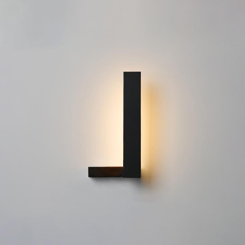 L shape wall light in black finish creating soft wall wash effect.
