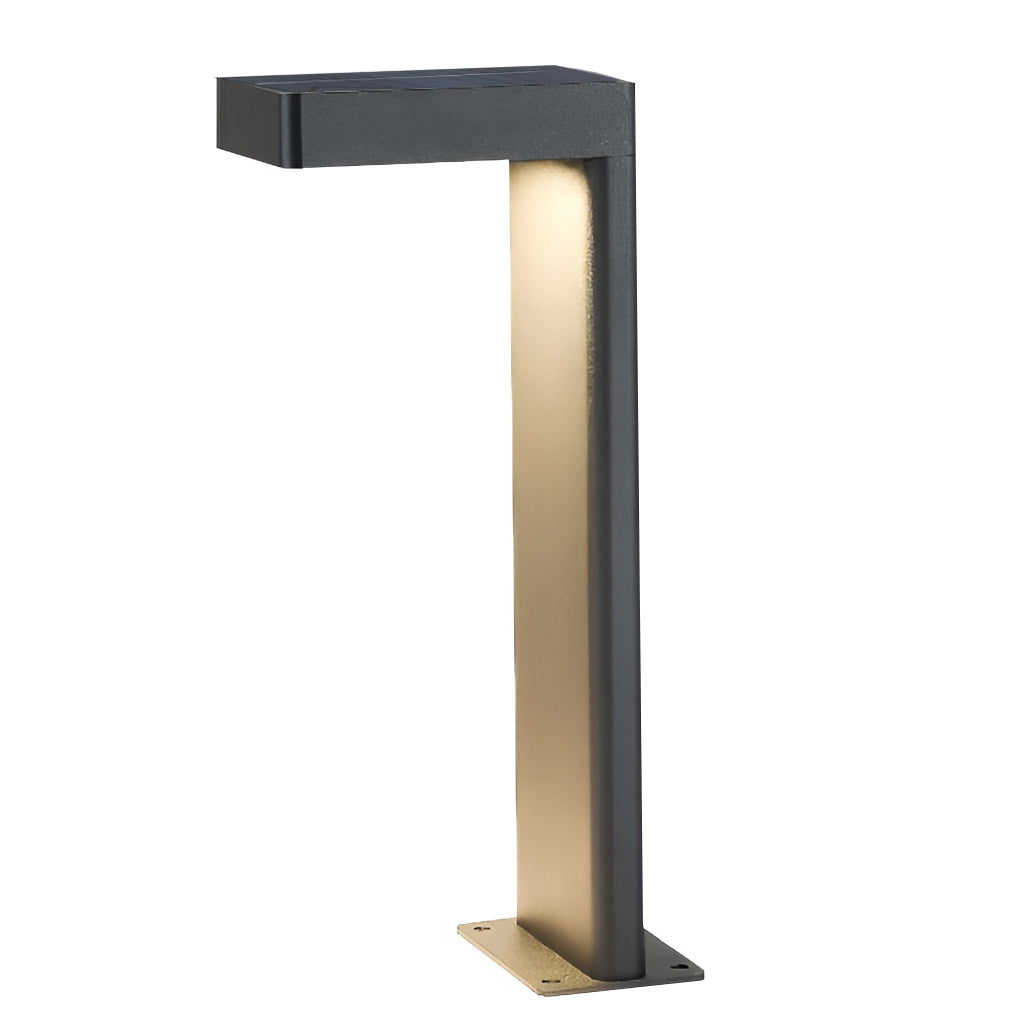 Side view of an L shaped landscape light, showcasing its sleek black design and light output.