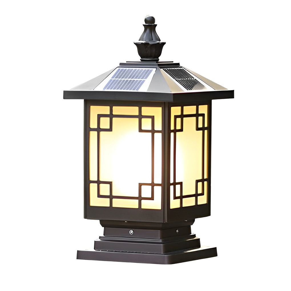 Lantern pillar lights isolated product view showing classic square lantern form.
