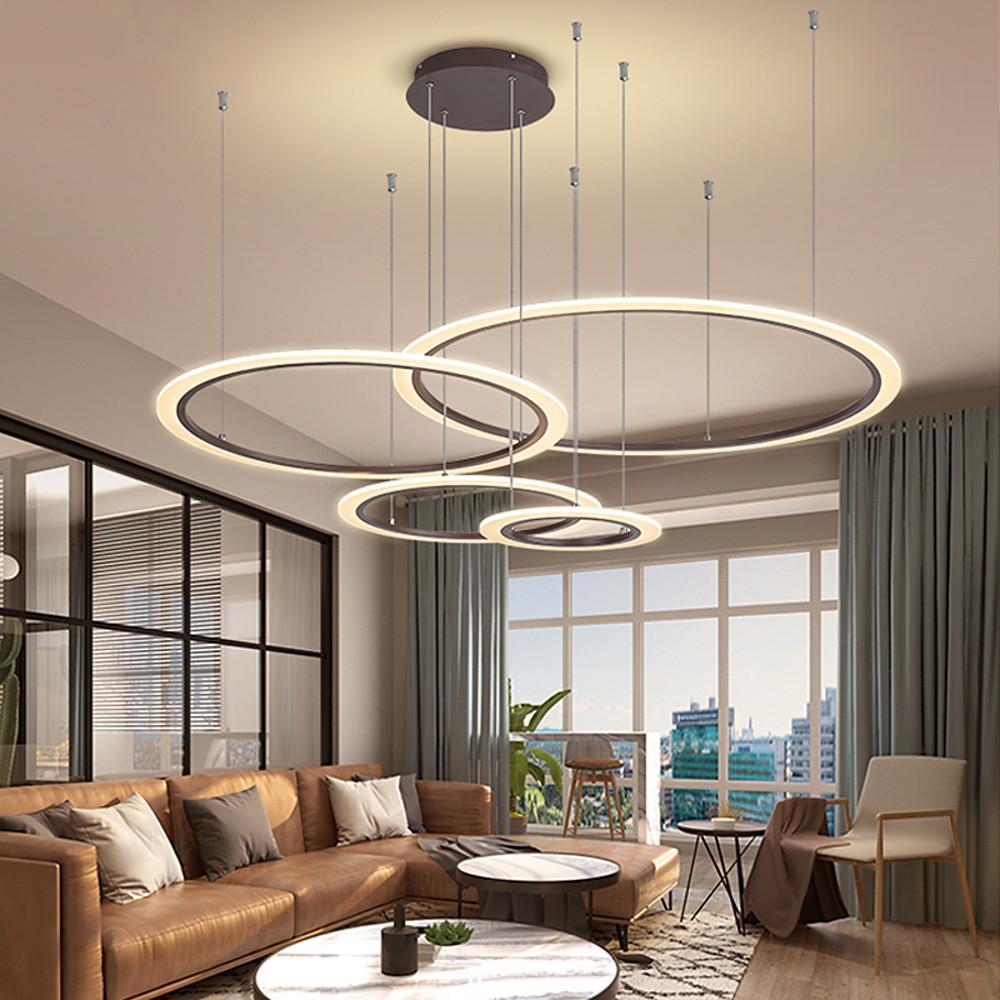 LED 4 - Rings Geometric Shapes Pendant Light Floating Ring Living Room Ceiling Lights