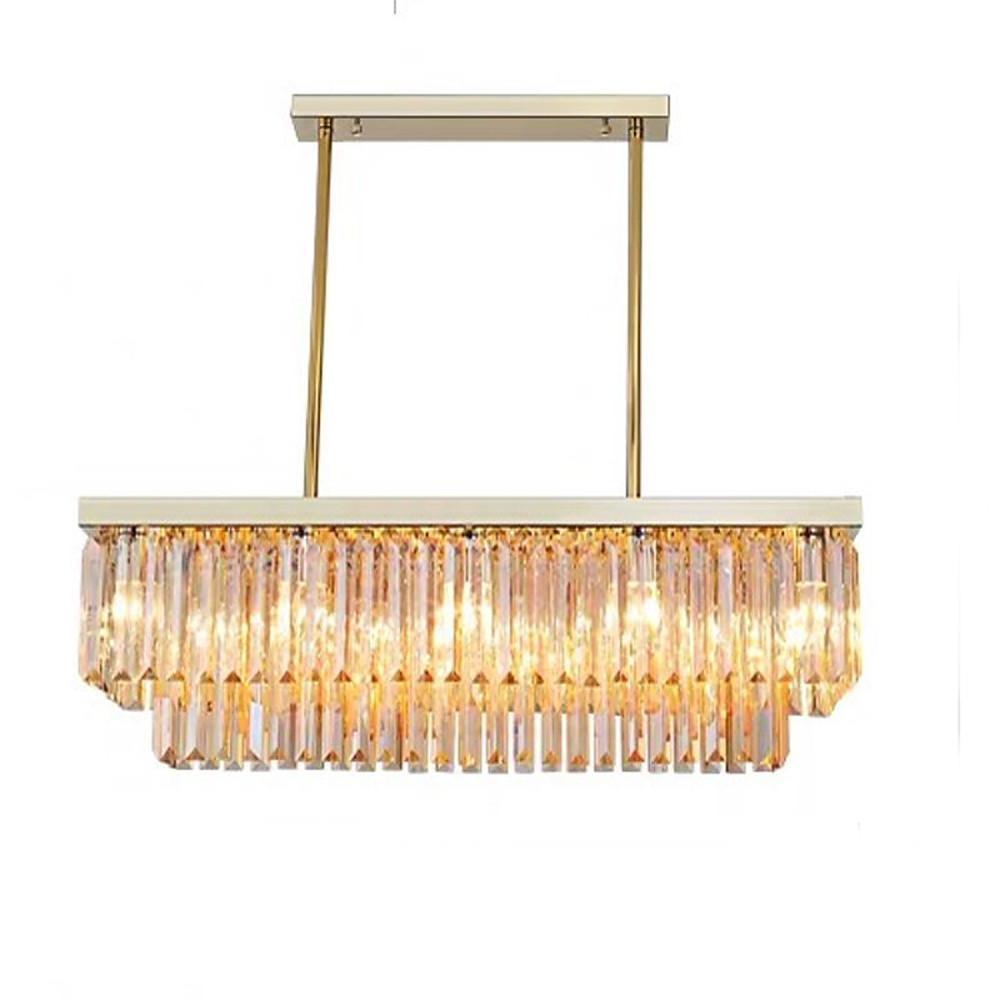 Rectangular Double - layer Crystal LED Industrial Chandeliers Pendant Light