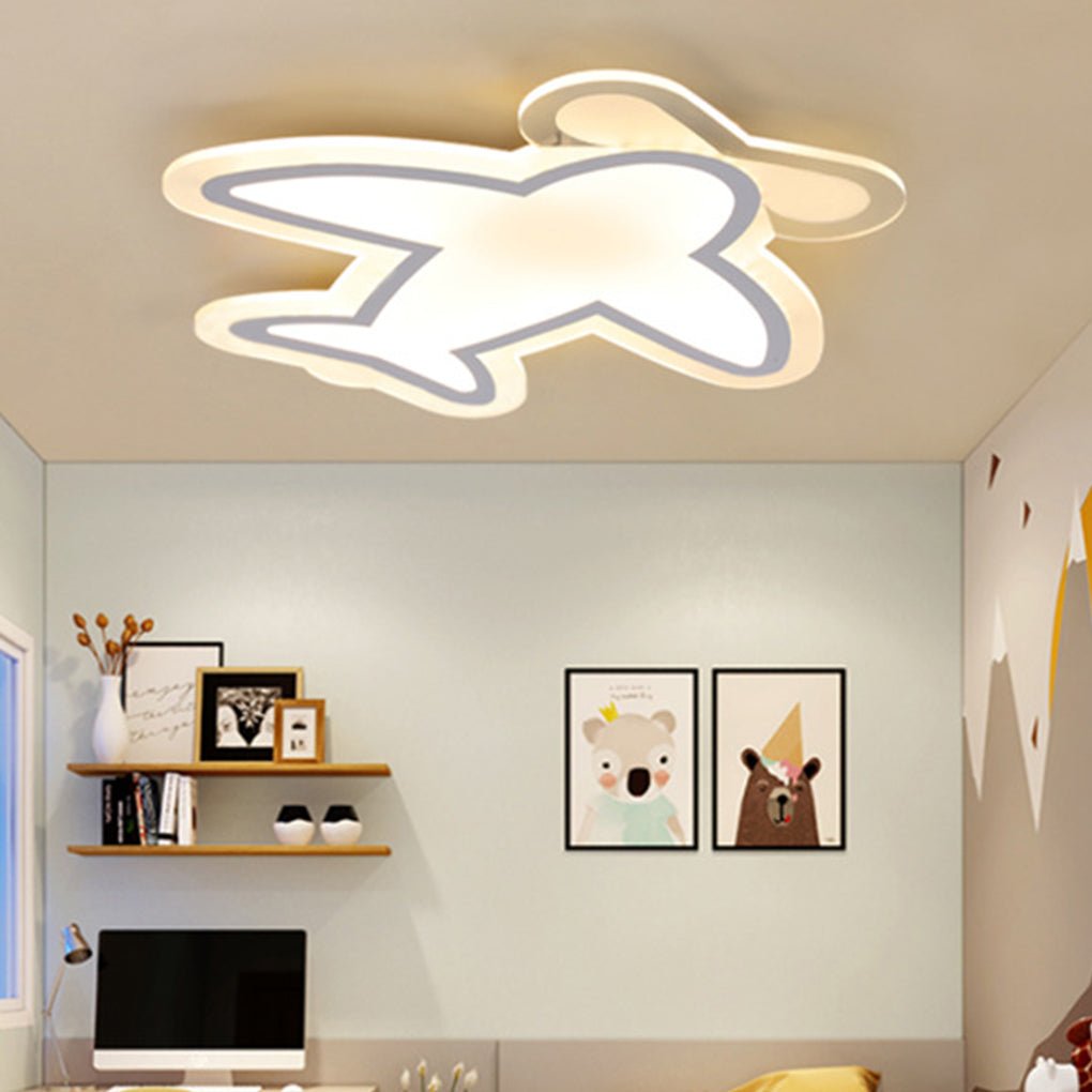 LED Aircraft Shaped Modern Flush Mount Light White Iron Ceiling Lights - Dazuma