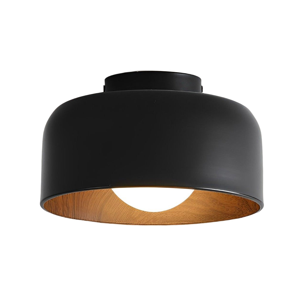 LED ceiling light with wood grain finish, providing elegant illumination in a modern home.