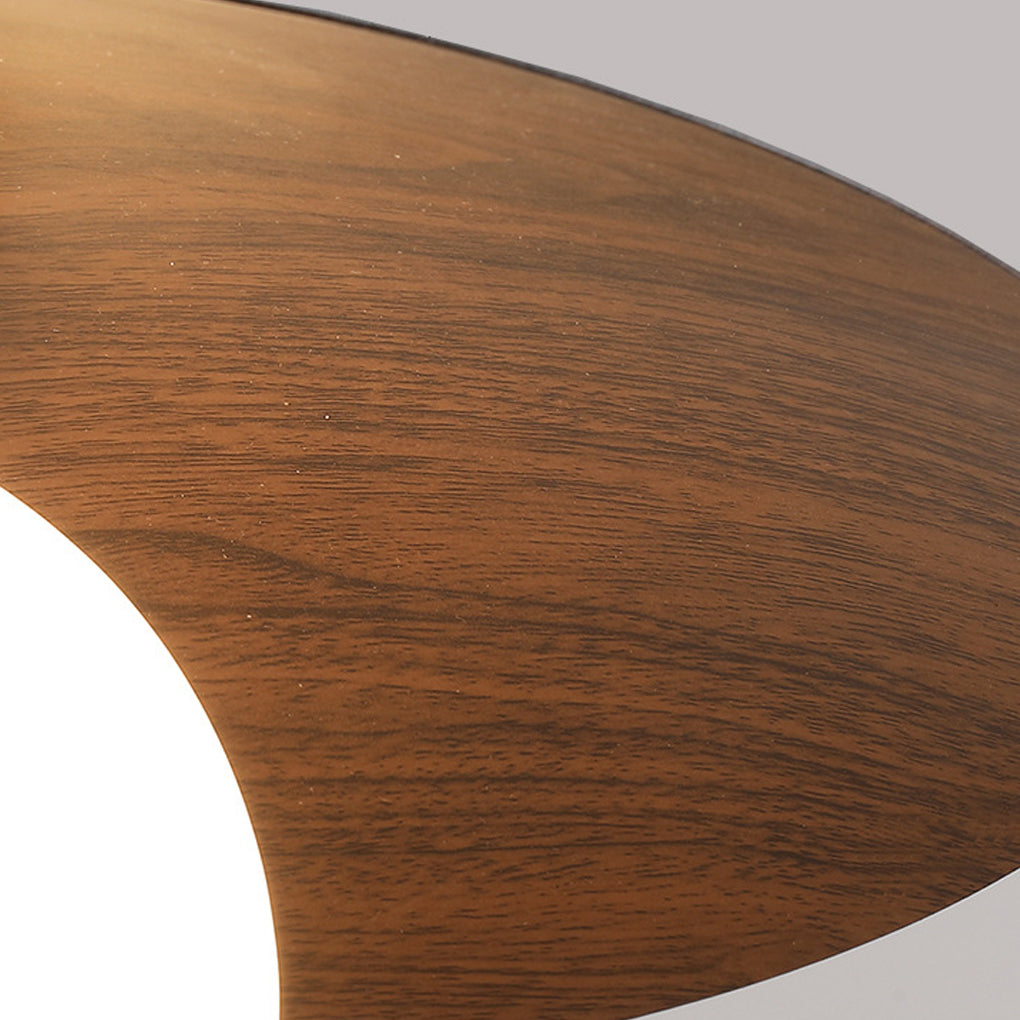 LED ceiling light with wood grain design, highlighting its sleek and modern appearance.