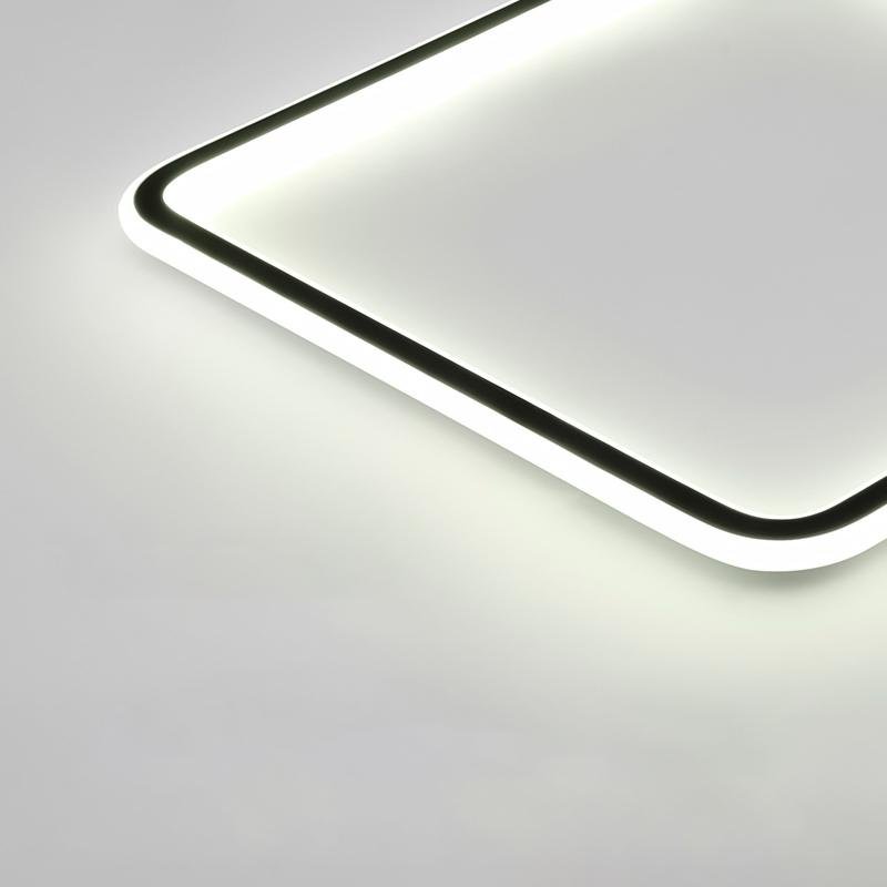 Edge-lit design detail of square LED ceiling light