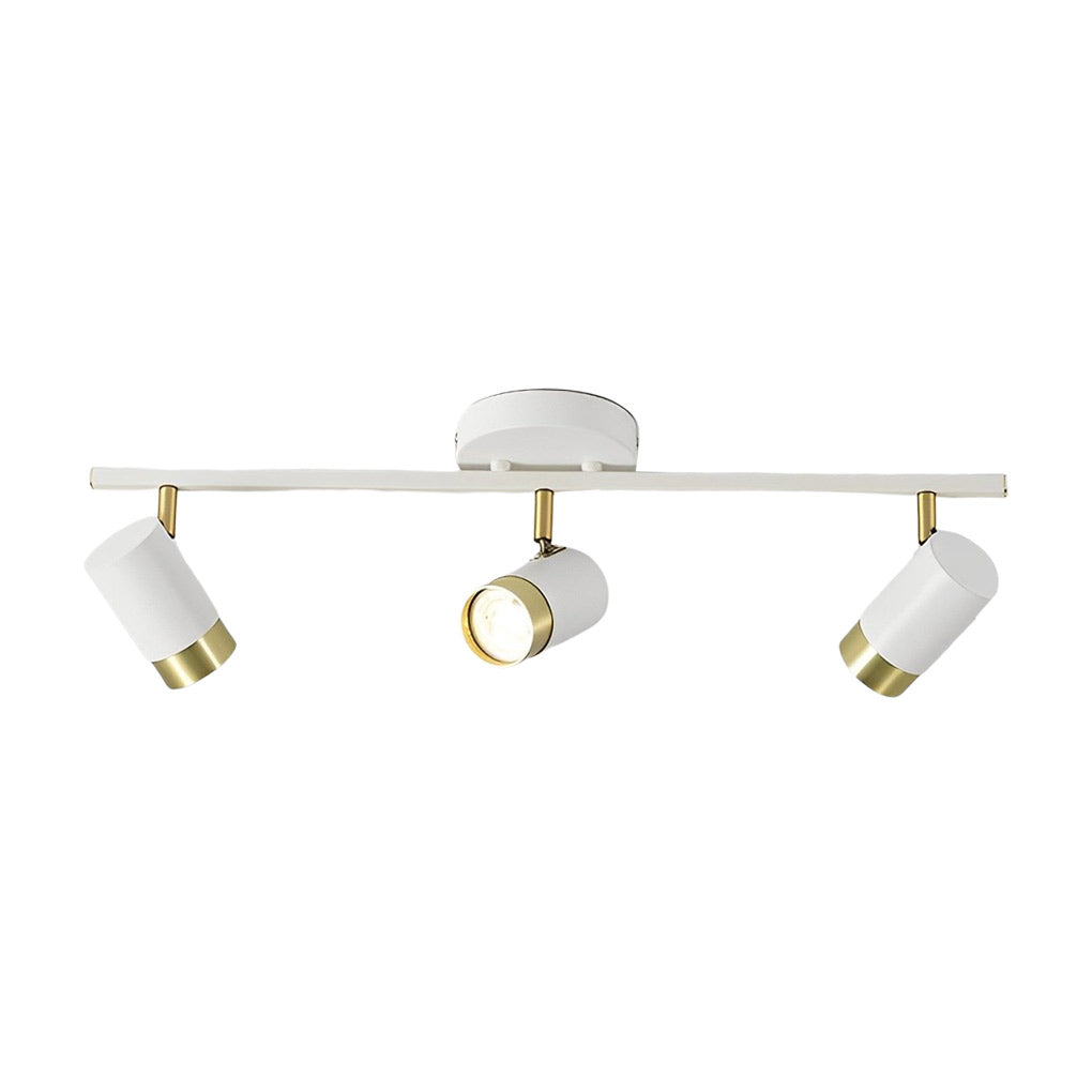 LED ceiling track spotlights with a minimalist black track, installed in a modern office.