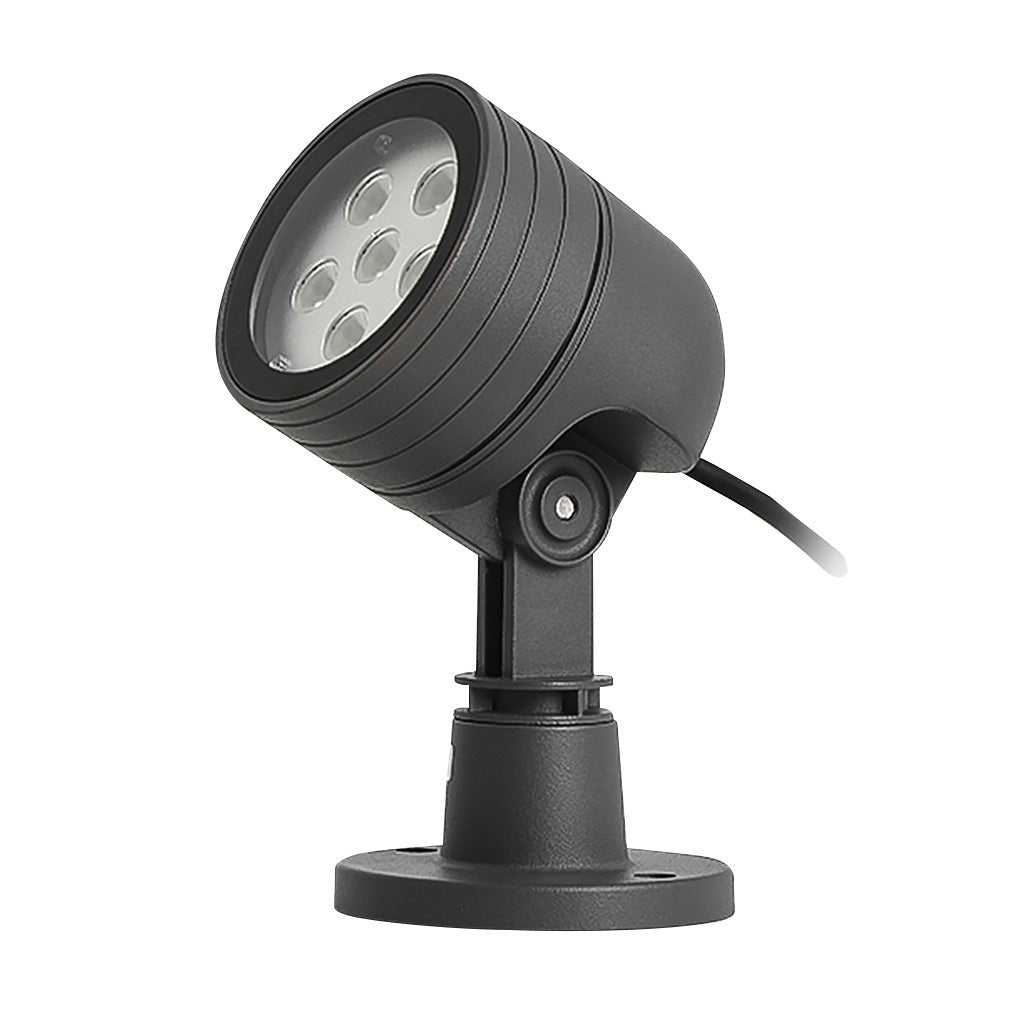 Single LED landscape spot lights with ground spike isolated on white background, designed for flexible outdoor placement.