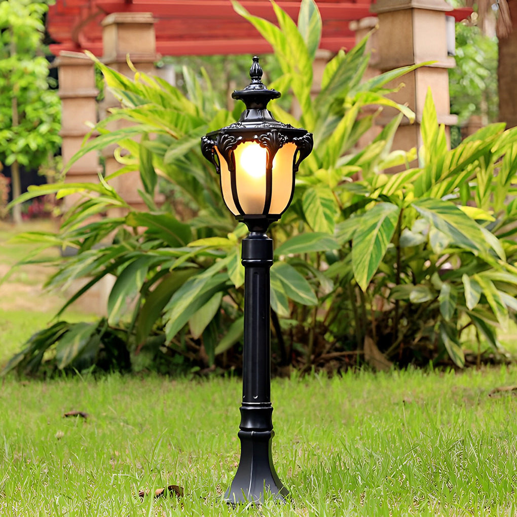 LED lawn lights illuminating a minimalist garden with focused glow.