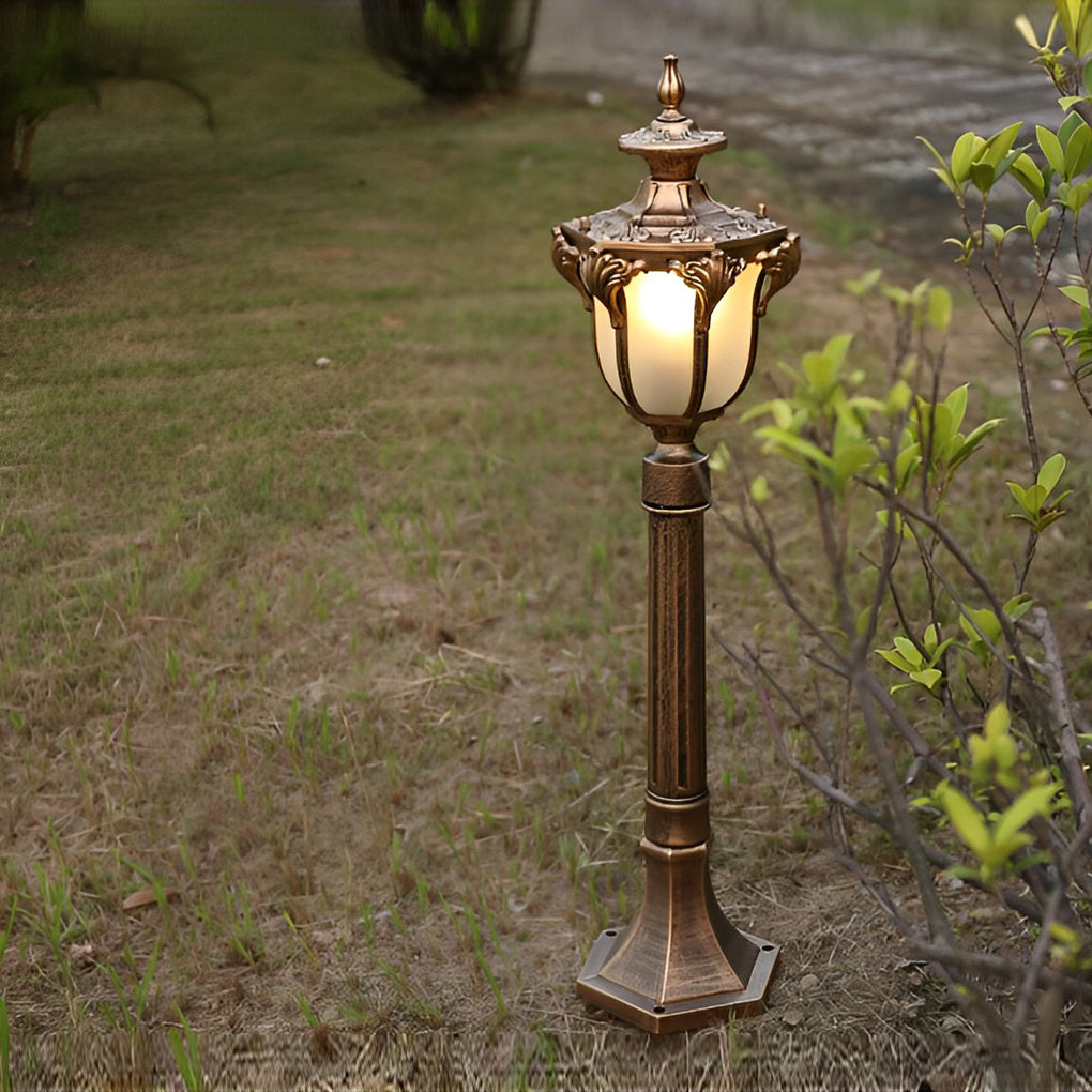 LED lawn lights with side view showing depth and light diffusion.