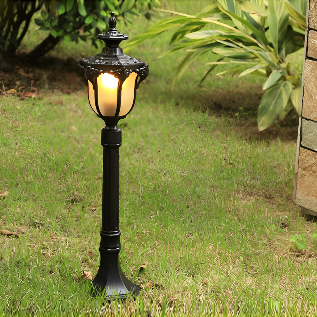 LED lawn lights enhancing a stylish outdoor staircase with ambient light.