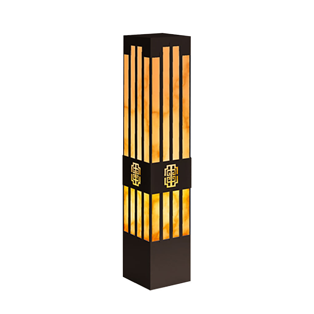 LED marble bollard light dimensions, front view with size specifications.