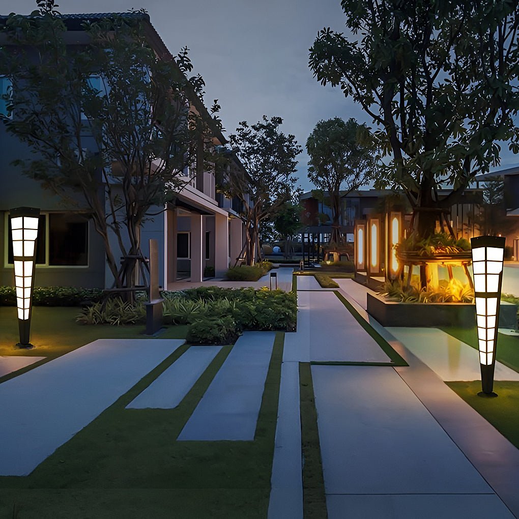 LED Outdoor Post Lights Garden Lights Outside Lights Geometric Shaped Patio Lights - Dazuma