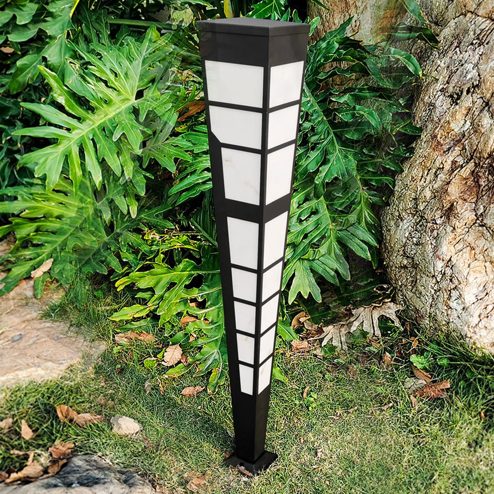 Modern Stainless Steel Outdoor Post Light with Imitation Marble Shade
