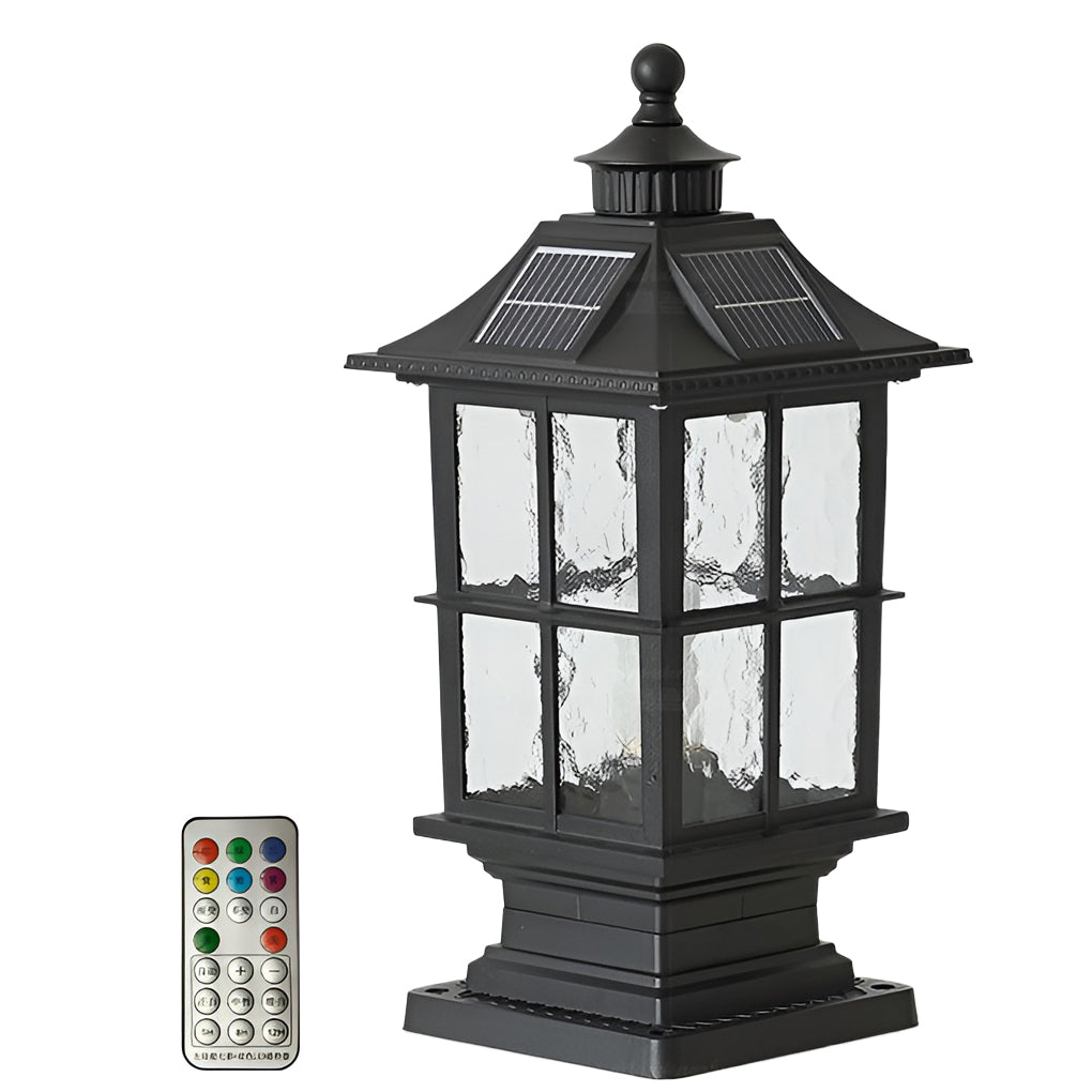 LED pillar lights with remote control and technical specifications.