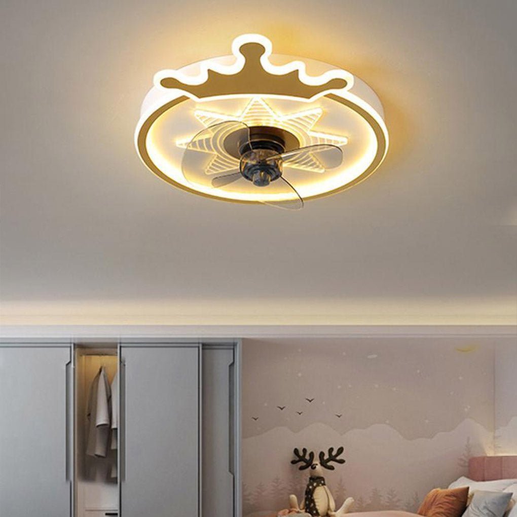 Modern LED Unique Stars Shaped Kids Bedroom Flush Mount Ceiling Fans with  Lights and Remote Control Ceiling Fan Light Kit with Chandelier – Dazuma