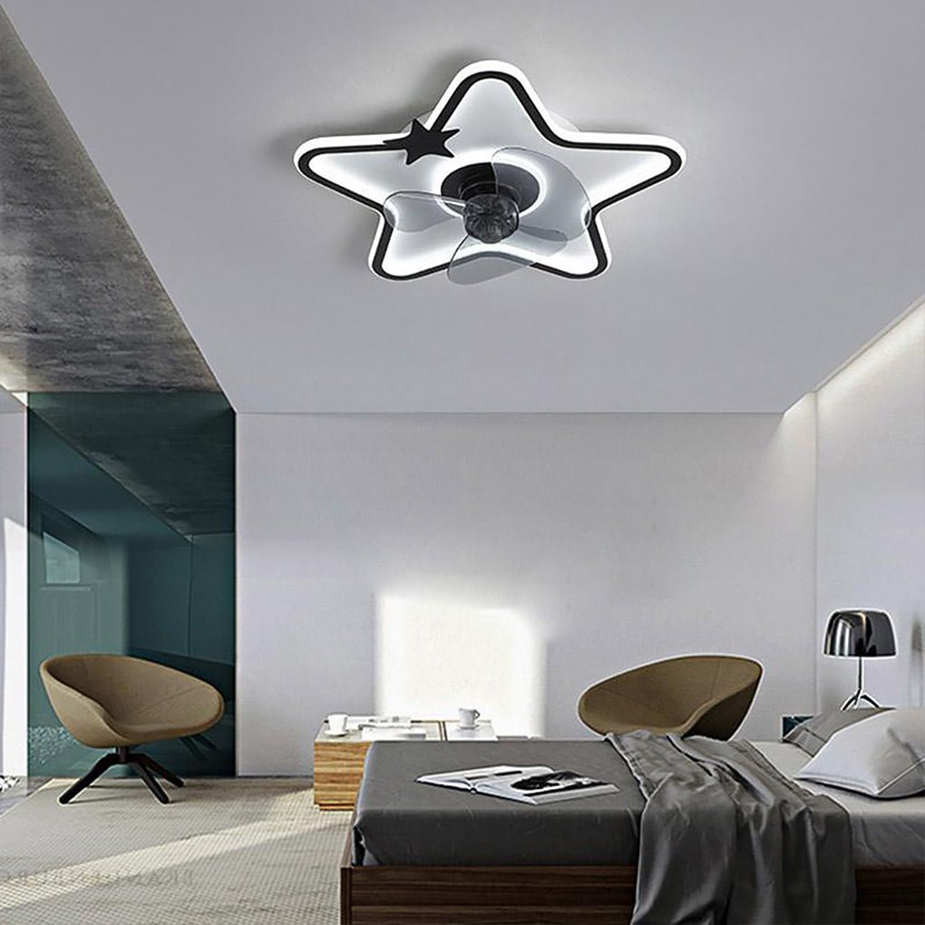 LED Star Shaped Flush Mount Kids ceiling fans with Lights and Remote - Dazuma