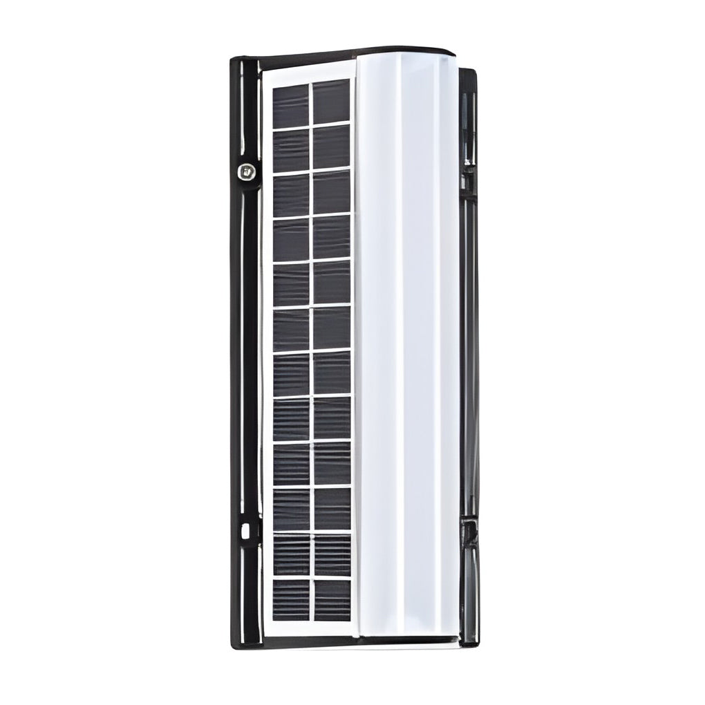 LED wall solar light with solar panel, angled view showing modern design.