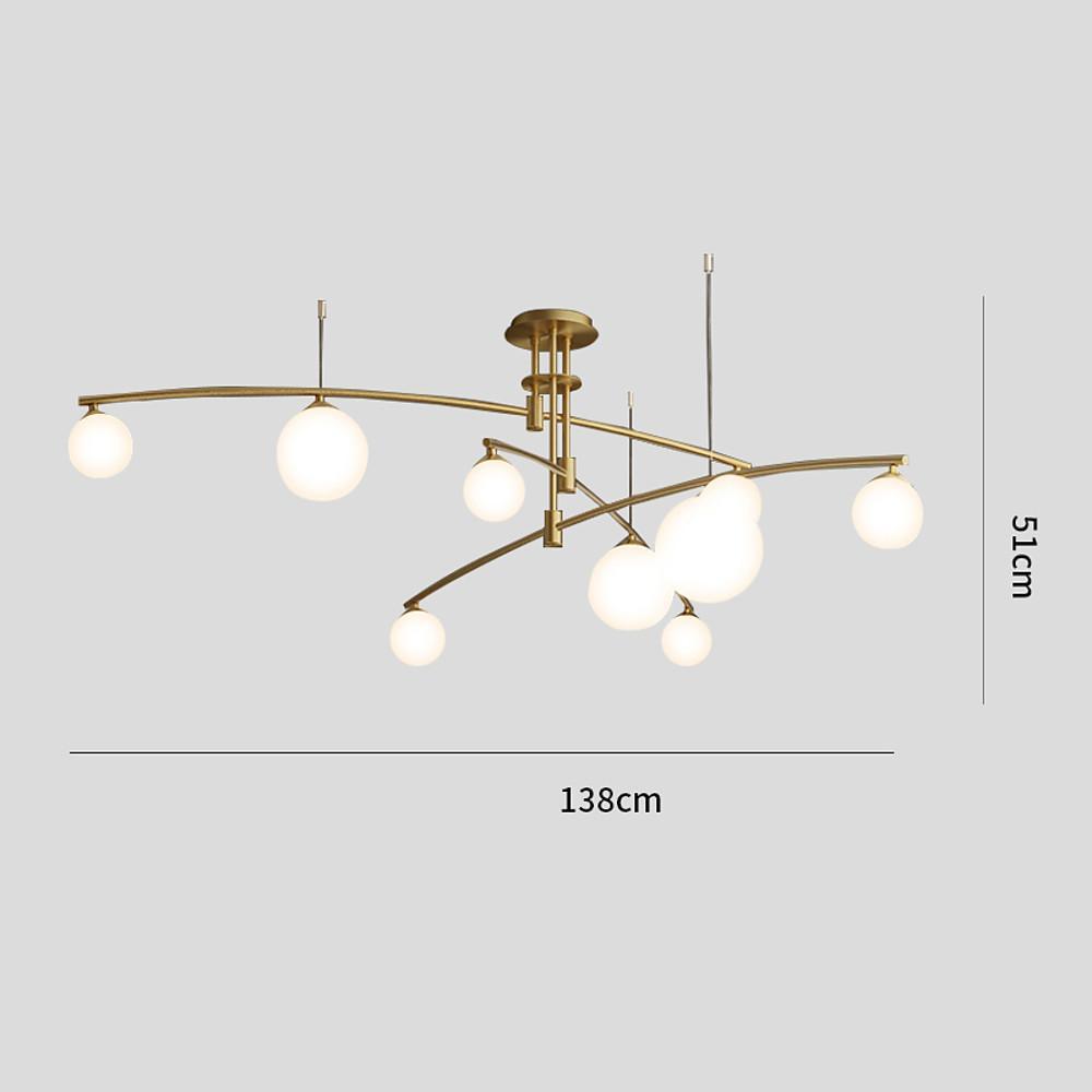 Curved Line Design 9 - light Glass LED Gold Modern Chandeliers Ceiling Lights