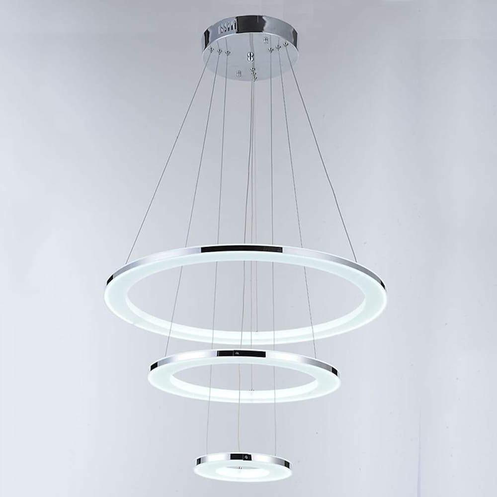 Adjustable LED 3 - Ring Chandelier Modern 24" Hanging Ceiling Light