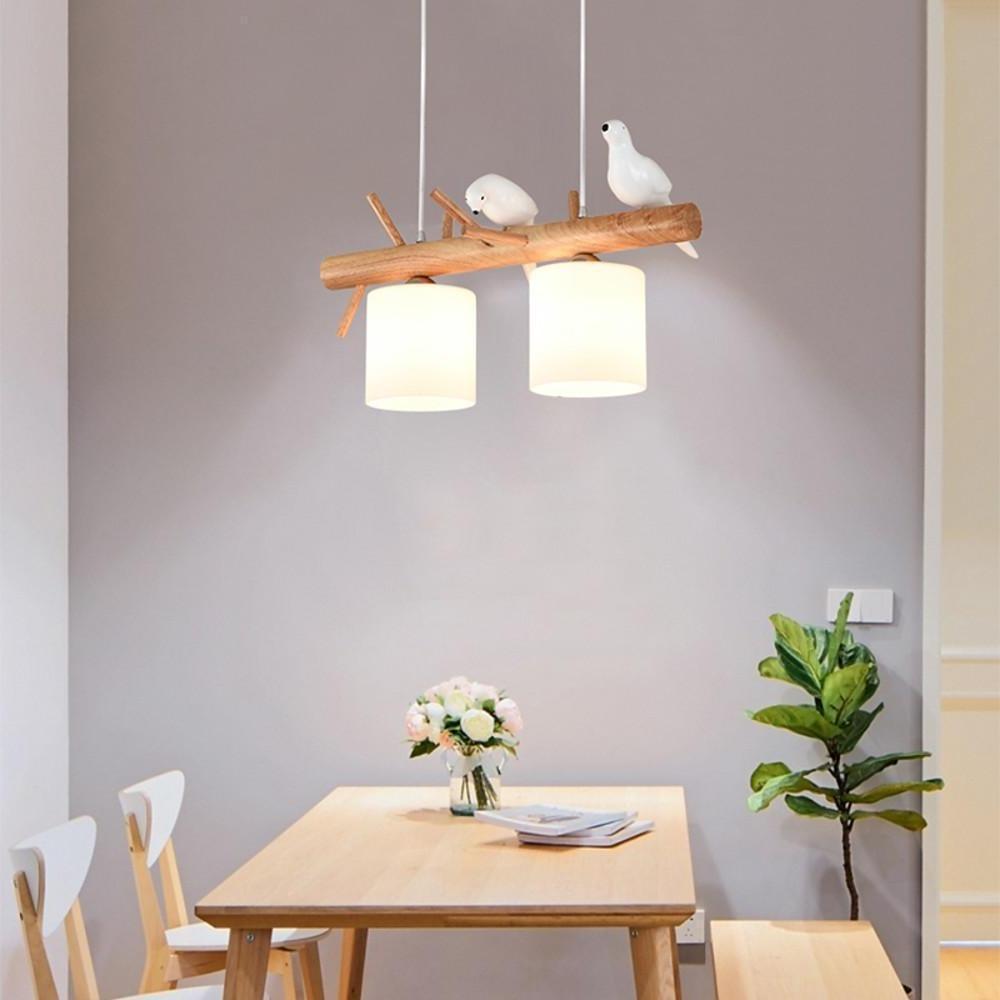 24'' LED Incandescent 3-Light 2-Light Single Design Pendant Light Nature Inspired Country Wood Bamboo Glass Pendant Lights