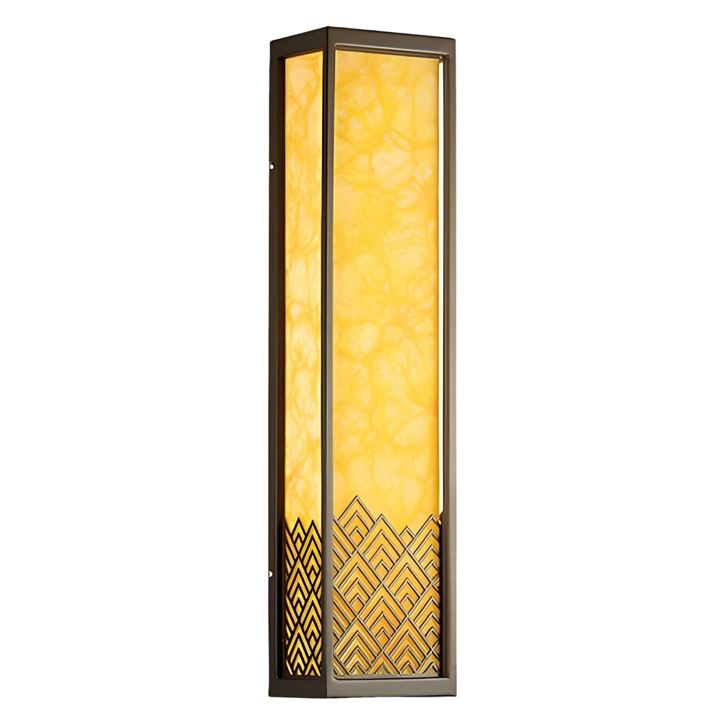Lightbox wall lamp with a close-up of the geometric pattern and light.