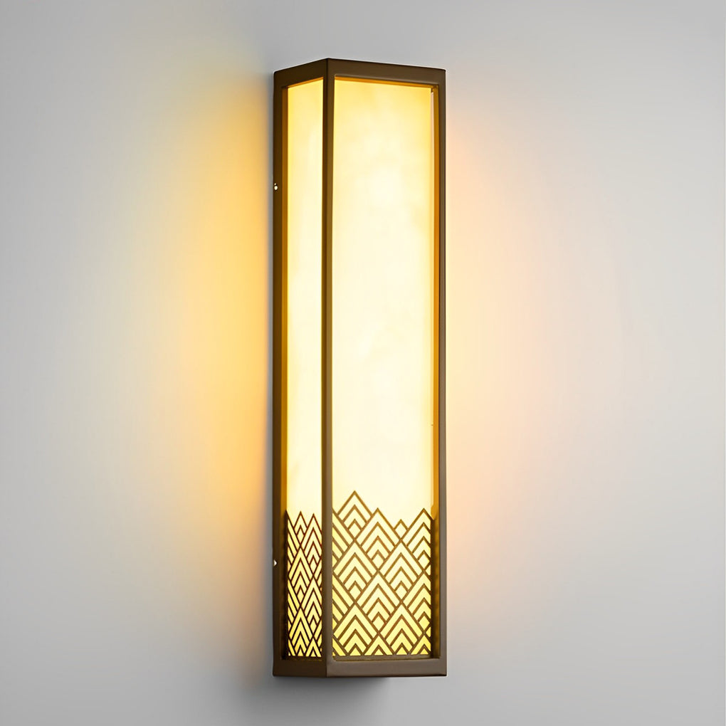 Lightbox wall lamp with a close-up of the light and pattern details.